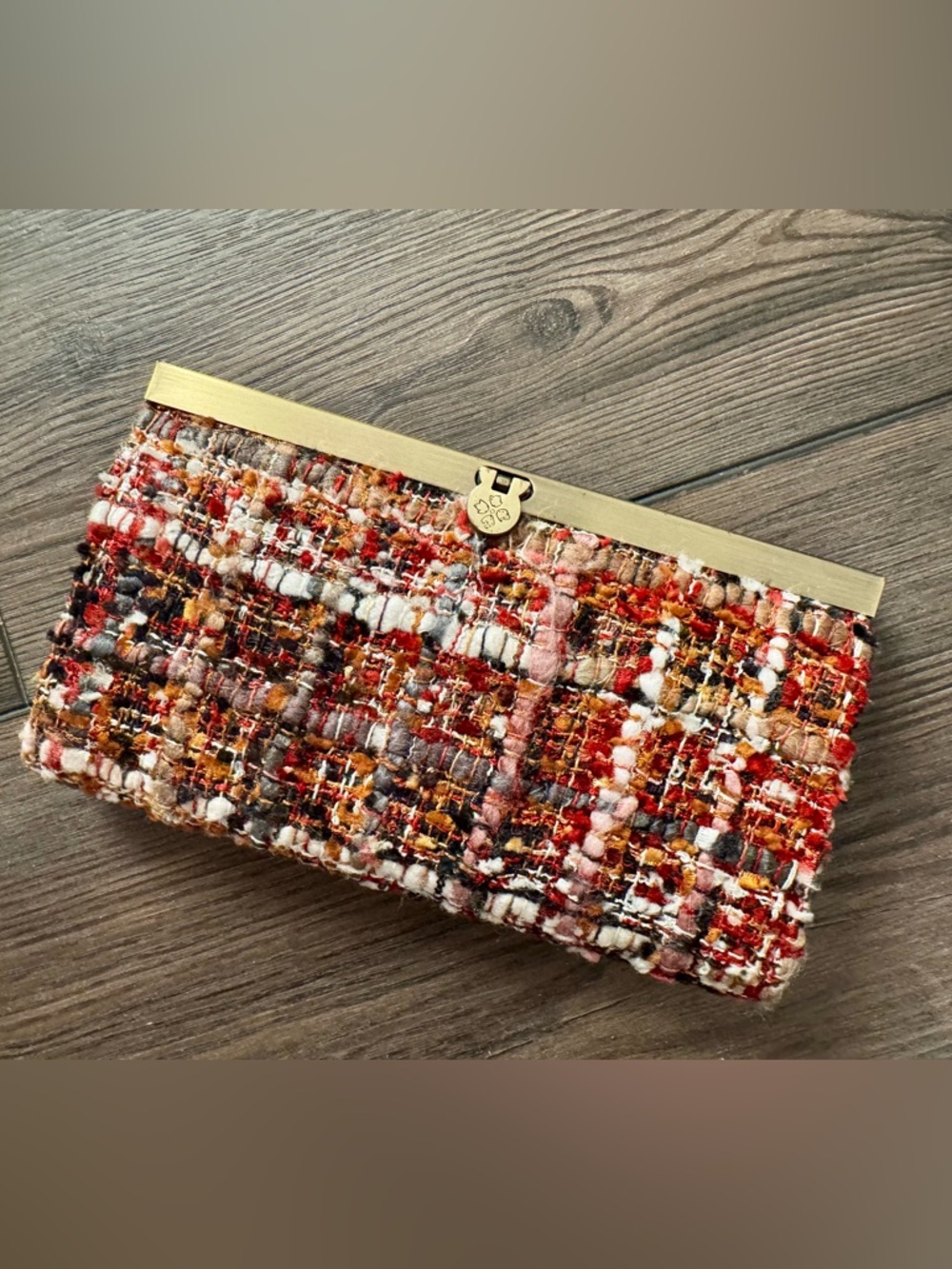 Tweed Frame Clutch in Multicolor